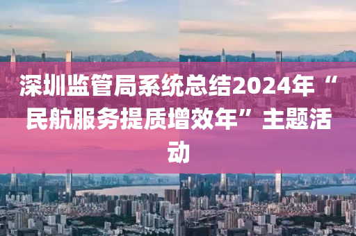 深圳監(jiān)管局系統(tǒng)總結(jié)2024年“民航服務(wù)提質(zhì)增效年”主題活動(dòng)