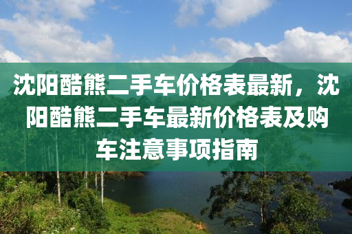 沈陽酷熊二手車價格表最新，沈陽酷熊二手車最新價格表及購車注意事項指南