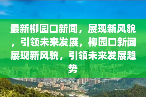 最新柳園口新聞，展現(xiàn)新風(fēng)貌，引領(lǐng)未來發(fā)展，柳園口新聞?wù)宫F(xiàn)新風(fēng)貌，引領(lǐng)未來發(fā)展趨勢