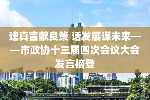 建真言獻(xiàn)良策 話發(fā)展謀未來——市政協(xié)十三屆四次會(huì)議大會(huì)發(fā)言摘登