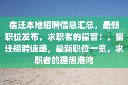 宿遷本地招聘信息匯總，最新職位發(fā)布，求職者的福音！，宿遷招聘速遞，最新職位一覽，求職者的理想港灣