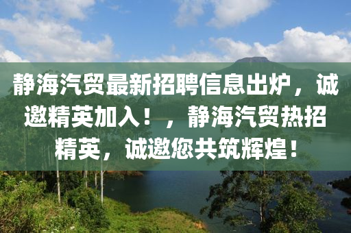 靜海汽貿(mào)最新招聘信息出爐，誠邀精英加入！，靜海汽貿(mào)熱招精英，誠邀您共筑輝煌！