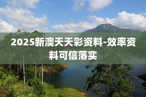 2025新澳天天彩資料-效率資料可信落實