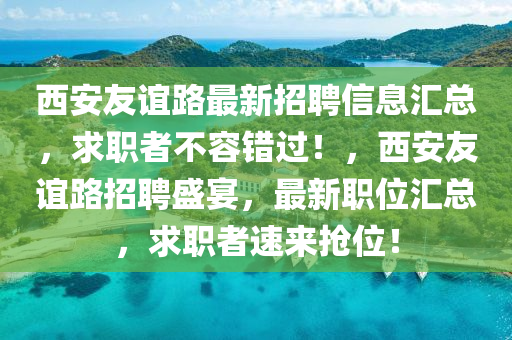 西安友誼路最新招聘信息匯總，求職者不容錯過！，西安友誼路招聘盛宴，最新職位匯總，求職者速來搶位！