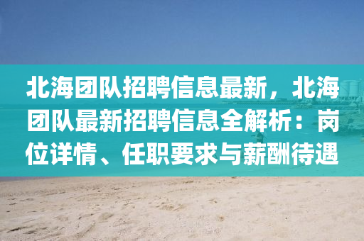 北海團隊招聘信息最新，北海團隊最新招聘信息全解析：崗位詳情、任職要求與薪酬待遇