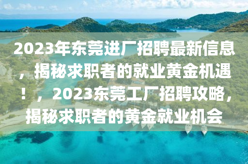 2023年東莞進(jìn)廠招聘最新信息，揭秘求職者的就業(yè)黃金機(jī)遇！，2023東莞工廠招聘攻略，揭秘求職者的黃金就業(yè)機(jī)會