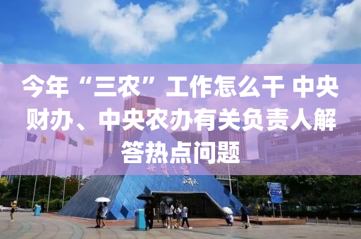 今年“三農(nóng)”工作怎么干 中央財辦、中央農(nóng)辦有關(guān)負責(zé)人解答熱點問題