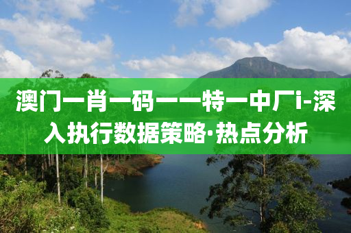 澳門一肖一碼一一特一中廠i-深入執(zhí)行數(shù)據(jù)策略·熱點(diǎn)分析