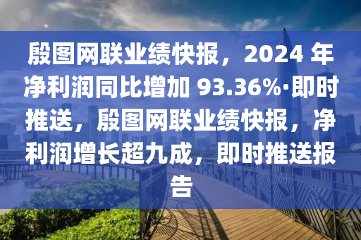 殷圖網(wǎng)聯(lián)業(yè)績快報，2024 年凈利潤同比增加 93.36%·即時推送，殷圖網(wǎng)聯(lián)業(yè)績快報，凈利潤增長超九成，即時推送報告