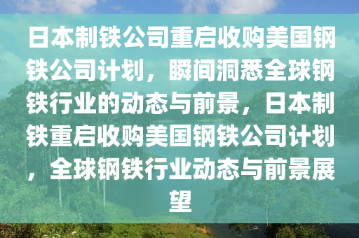 日本制鐵公司重啟收購(gòu)美國(guó)鋼鐵公司計(jì)劃，瞬間洞悉全球鋼鐵行業(yè)的動(dòng)態(tài)與前景，日本制鐵重啟收購(gòu)美國(guó)鋼鐵公司計(jì)劃，全球鋼鐵行業(yè)動(dòng)態(tài)與前景展望