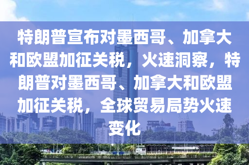 特朗普宣布對墨西哥、加拿大和歐盟加征關(guān)稅，火速洞察，特朗普對墨西哥、加拿大和歐盟加征關(guān)稅，全球貿(mào)易局勢火速變化