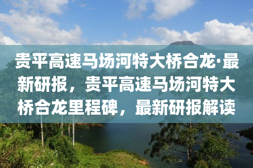 貴平高速馬場河特大橋合龍·最新研報，貴平高速馬場河特大橋合龍里程碑，最新研報解讀