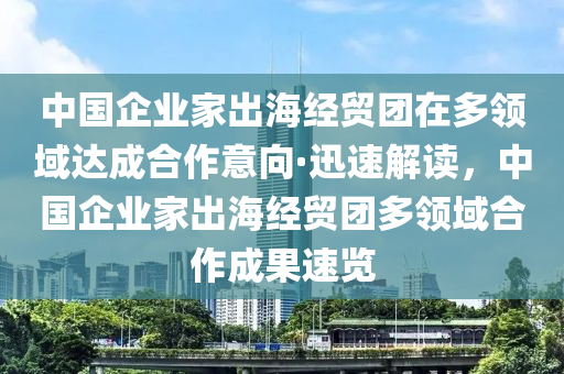 中國企業(yè)家出海經(jīng)貿(mào)團(tuán)在多領(lǐng)域達(dá)成合作意向·迅速解讀，中國企業(yè)家出海經(jīng)貿(mào)團(tuán)多領(lǐng)域合作成果速覽