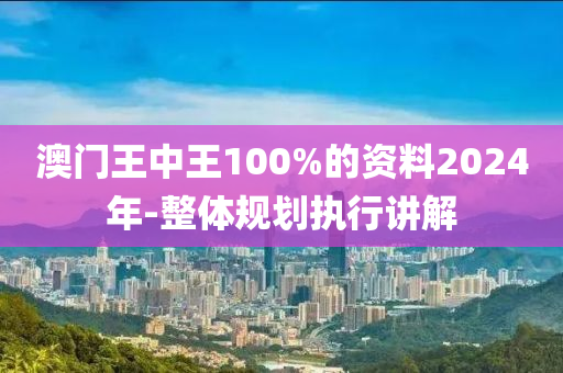 澳門(mén)王中王100%的資料2024年-整體規(guī)劃執(zhí)行講解