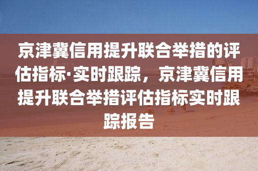 京津冀信用提升聯(lián)合舉措的評估指標·實時跟蹤，京津冀信用提升聯(lián)合舉措評估指標實時跟蹤報告