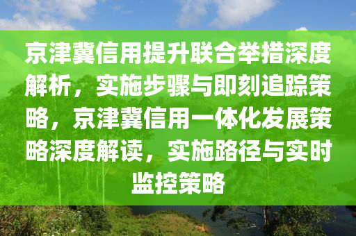 京津冀信用提升聯(lián)合舉措深度解析，實施步驟與即刻追蹤策略，京津冀信用一體化發(fā)展策略深度解讀，實施路徑與實時監(jiān)控策略