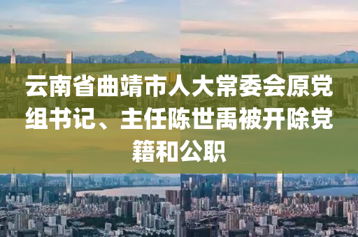 云南省曲靖市人大常委會(huì)原黨組書記、主任陳世禹被開除黨籍和公職