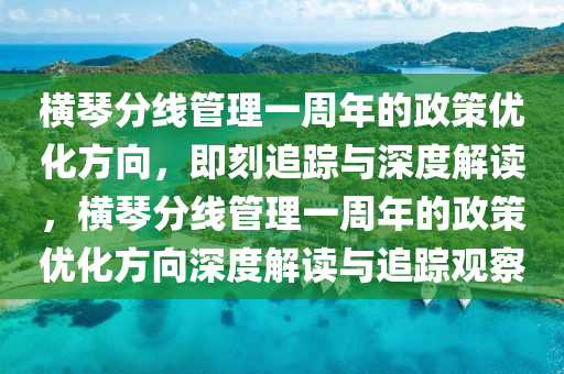 橫琴分線管理一周年的政策優(yōu)化方向，即刻追蹤與深度解讀，橫琴分線管理一周年的政策優(yōu)化方向深度解讀與追蹤觀察