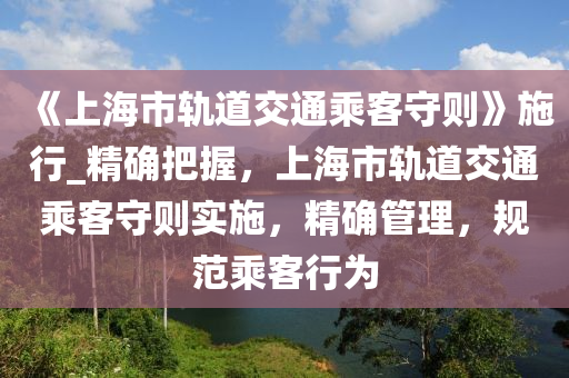 《上海市軌道交通乘客守則》施行_精確把握，上海市軌道交通乘客守則實施，精確管理，規(guī)范乘客行為