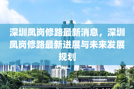 深圳鳳崗修路最新消息，深圳鳳崗修路最新進(jìn)展與未來(lái)發(fā)展規(guī)劃