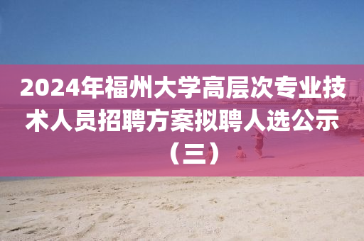 2024年福州大學(xué)高層次專業(yè)技術(shù)人員招聘方案擬聘人選公示（三）