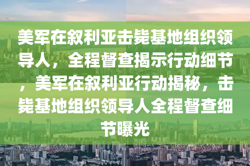 美軍在敘利亞擊斃基地組織領(lǐng)導(dǎo)人，全程督查揭示行動(dòng)細(xì)節(jié)，美軍在敘利亞行動(dòng)揭秘，擊斃基地組織領(lǐng)導(dǎo)人全程督查細(xì)節(jié)曝光