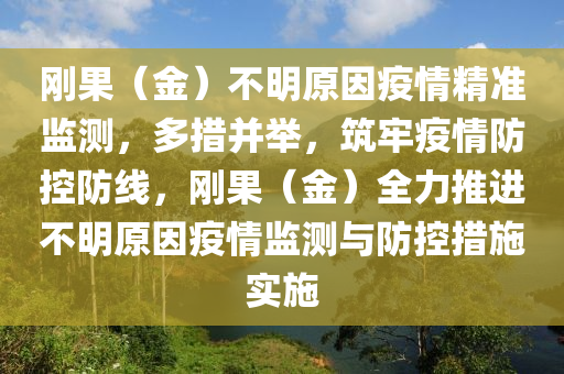 剛果（金）不明原因疫情精準(zhǔn)監(jiān)測(cè)，多措并舉，筑牢疫情防控防線，剛果（金）全力推進(jìn)不明原因疫情監(jiān)測(cè)與防控措施實(shí)施