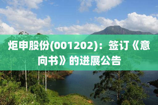 炬申股份(001202)：簽訂《意向書》的進(jìn)展公告