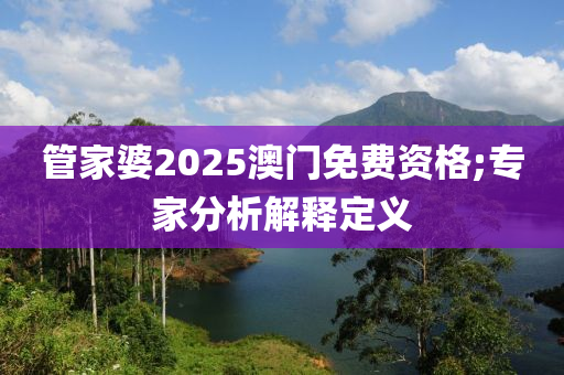 管家婆2025澳門(mén)免費(fèi)資格;專家分析解釋定義