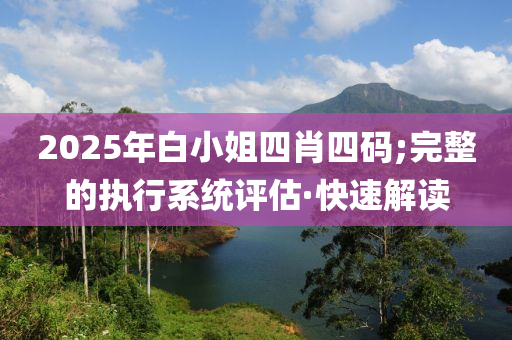 2025年白小姐四肖四碼;完整的執(zhí)行系統(tǒng)評估·快速解讀