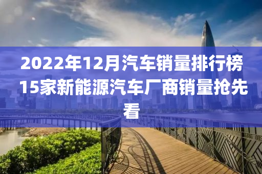 2022年12月汽車銷量排行榜 15家新能源汽車廠商銷量搶先看