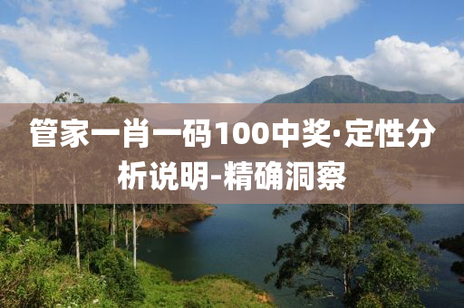 管家一肖一碼100中獎(jiǎng)·定性分析說明-精確洞察