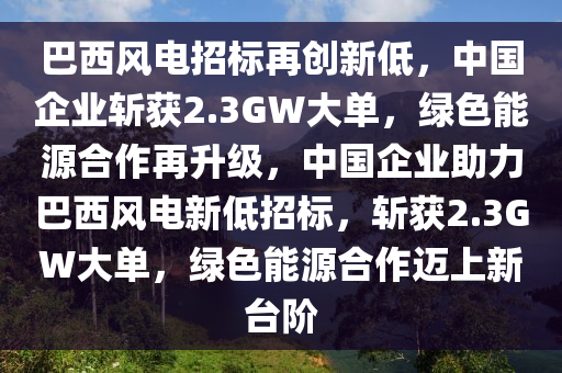 巴西風(fēng)電招標(biāo)再創(chuàng)新低，中國企業(yè)斬獲2.3GW大單，綠色能源合作再升級，中國企業(yè)助力巴西風(fēng)電新低招標(biāo)，斬獲2.3GW大單，綠色能源合作邁上新臺階