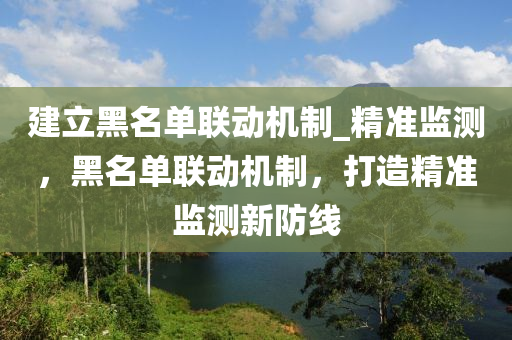 建立黑名單聯(lián)動機制_精準監(jiān)測，黑名單聯(lián)動機制，打造精準監(jiān)測新防線