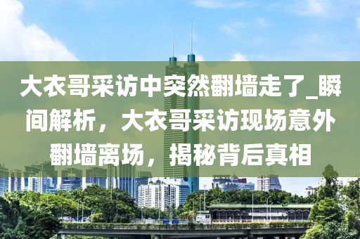 大衣哥采訪中突然翻墻走了_瞬間解析，大衣哥采訪現(xiàn)場(chǎng)意外翻墻離場(chǎng)，揭秘背后真相