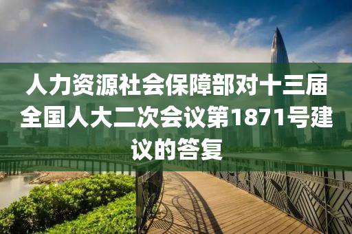 人力資源社會保障部對十三屆全國人大二次會議第1871號建議的答復(fù)