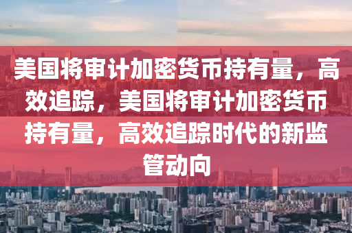 美國將審計(jì)加密貨幣持有量，高效追蹤，美國將審計(jì)加密貨幣持有量，高效追蹤時(shí)代的新監(jiān)管動(dòng)向