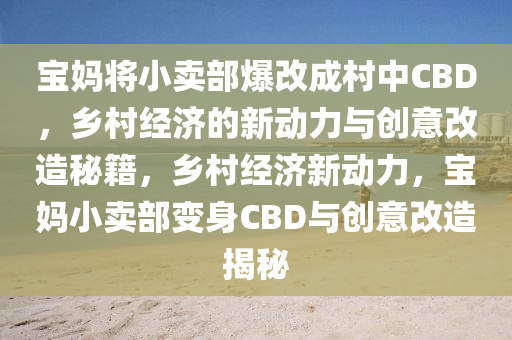 寶媽將小賣部爆改成村中CBD，鄉(xiāng)村經(jīng)濟(jì)的新動力與創(chuàng)意改造秘籍，鄉(xiāng)村經(jīng)濟(jì)新動力，寶媽小賣部變身CBD與創(chuàng)意改造揭秘