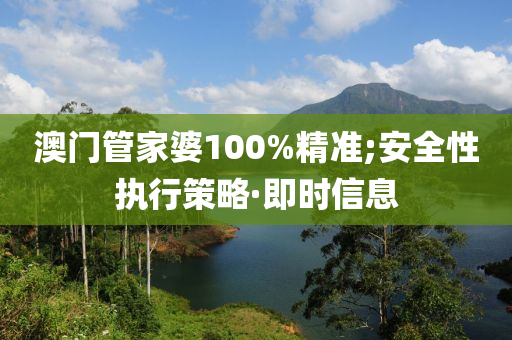 澳門管家婆100%精準;安全性執(zhí)行策略·即時信息