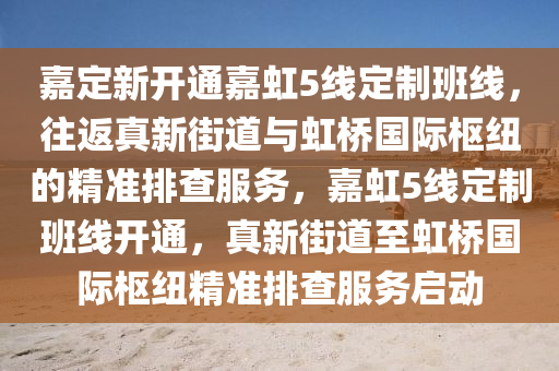 嘉定新開通嘉虹5線定制班線，往返真新街道與虹橋國際樞紐的精準(zhǔn)排查服務(wù)，嘉虹5線定制班線開通，真新街道至虹橋國際樞紐精準(zhǔn)排查服務(wù)啟動