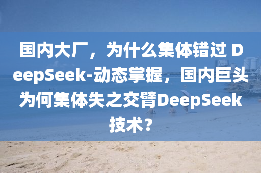 國內(nèi)大廠，為什么集體錯過 DeepSeek-動態(tài)掌握，國內(nèi)巨頭為何集體失之交臂DeepSeek技術(shù)？