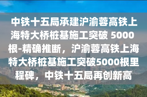 中鐵十五局承建滬渝蓉高鐵上海特大橋樁基施工突破 5000 根-精確推斷，滬渝蓉高鐵上海特大橋樁基施工突破5000根里程碑，中鐵十五局再創(chuàng)新高