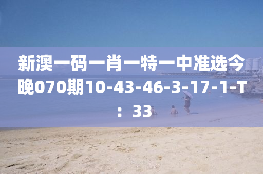 新澳一碼一肖一特一中準(zhǔn)選今晚070期10-43-46-3-17-1-T：33