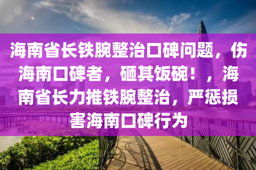 海南省長鐵腕整治口碑問題，傷海南口碑者，砸其飯碗！，海南省長力推鐵腕整治，嚴(yán)懲損害海南口碑行為