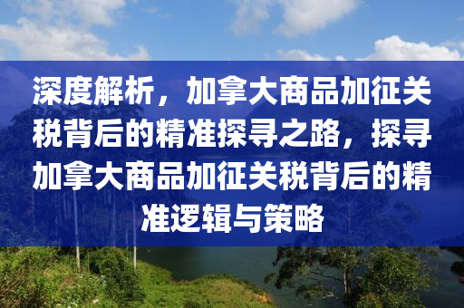 深度解析，加拿大商品加征關稅背后的精準探尋之路，探尋加拿大商品加征關稅背后的精準邏輯與策略