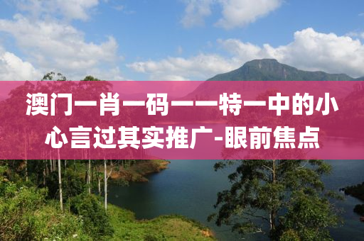 澳門一肖一碼一一特一中的小心言過其實推廣-眼前焦點