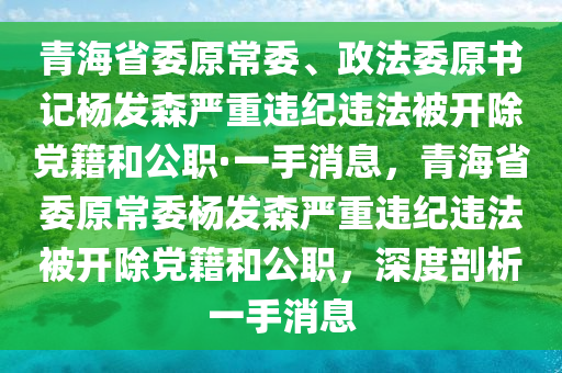 青海省委原常委、政法委原書(shū)記楊發(fā)森嚴(yán)重違紀(jì)違法被開(kāi)除黨籍和公職·一手消息，青海省委原常委楊發(fā)森嚴(yán)重違紀(jì)違法被開(kāi)除黨籍和公職，深度剖析一手消息