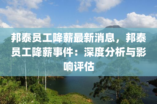 邦泰員工降薪最新消息，邦泰員工降薪事件：深度分析與影響評(píng)估