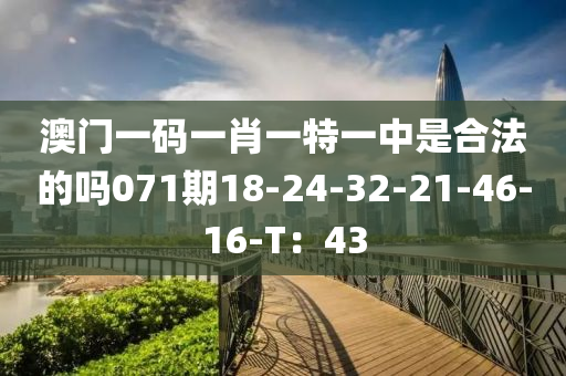 澳門一碼一肖一特一中是合法的嗎071期18-24-32-21-46-16-T：43