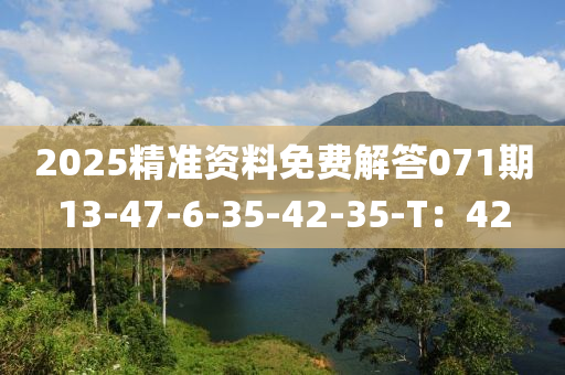 2025精準(zhǔn)資料免費(fèi)解答071期13-47-6-35-42-35-T：42